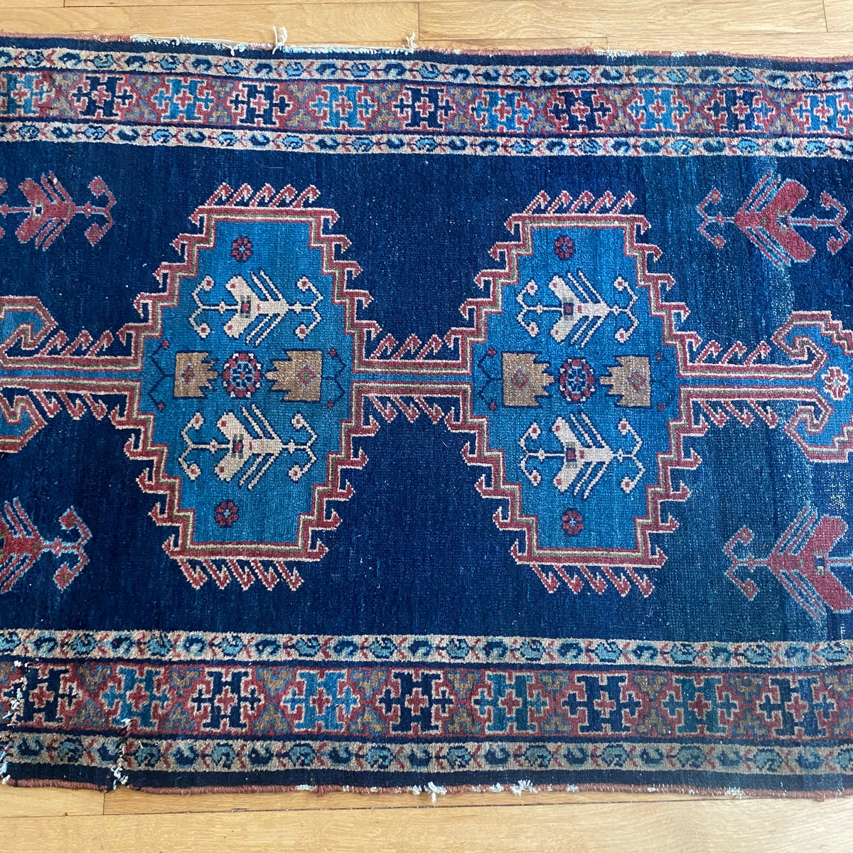 Vintage Rug, 3' x 4' 10 Blue