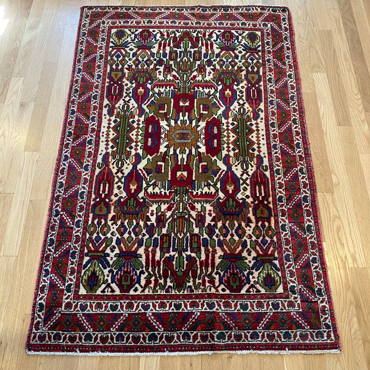 Vintage Rug, 3' 1 x 4' 8 White