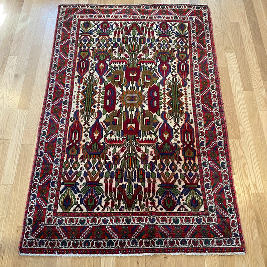 Vintage Rug, 3' 1 x 4' 8 White