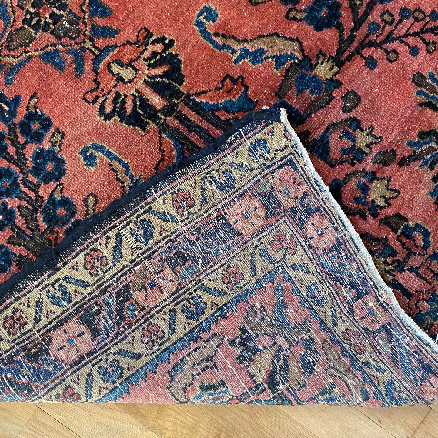 Persian Lilihan rug, 3' 6 x 4' 9 Vintage Dark Rose - Jessie's Oriental Rugs