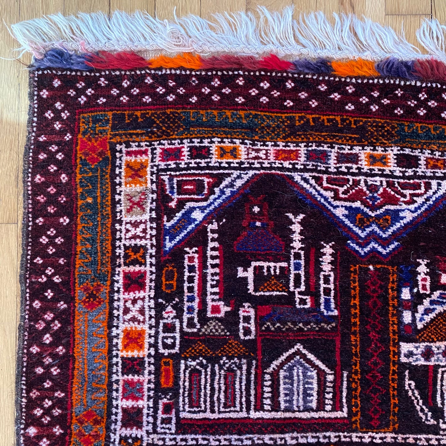 Afghan Prayer Rug, 2' 9 x 5' Vintage Brown - Jessie's Oriental Rugs