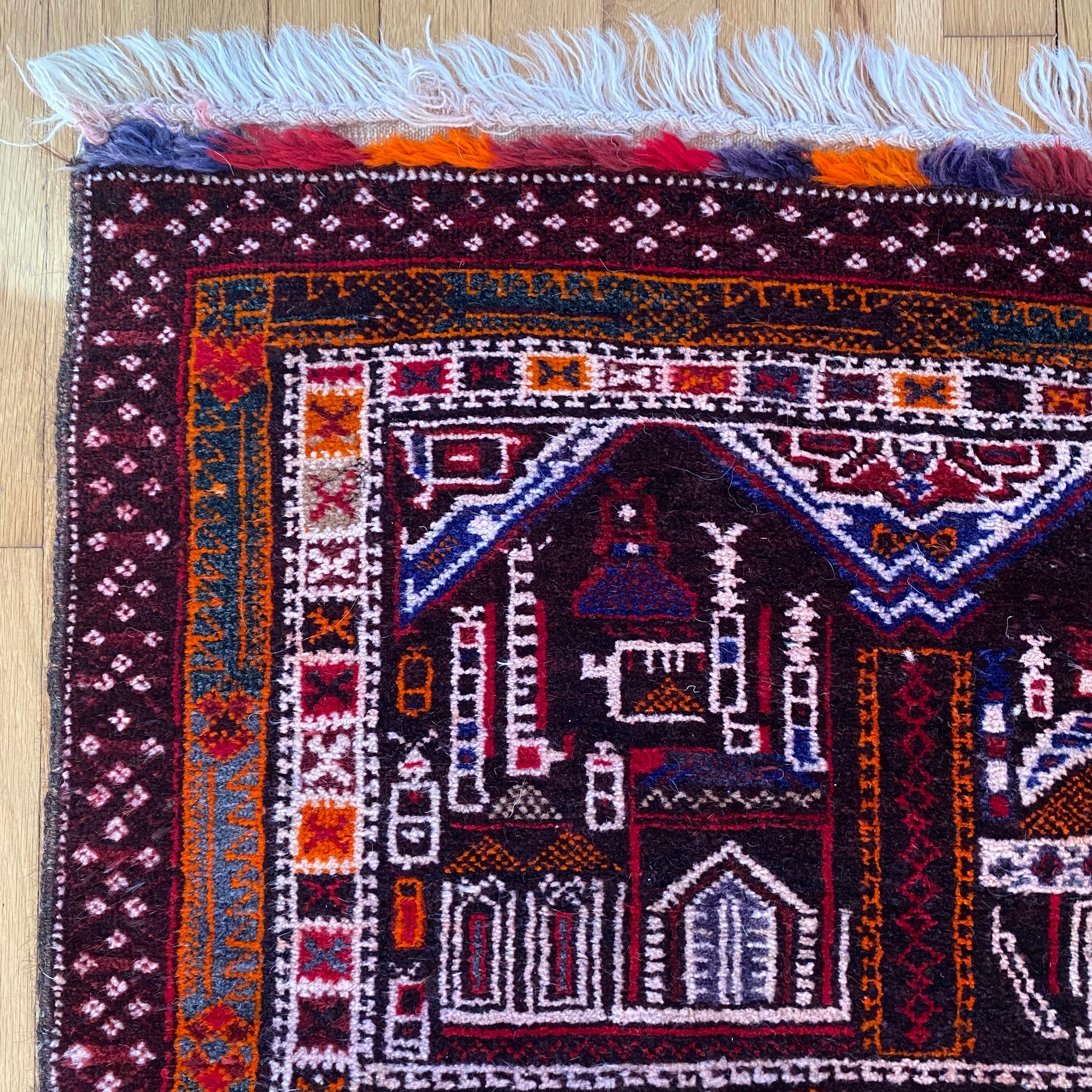 Afghan Prayer Rug, 2' 9 x 5' Vintage Brown - Jessie's Oriental Rugs