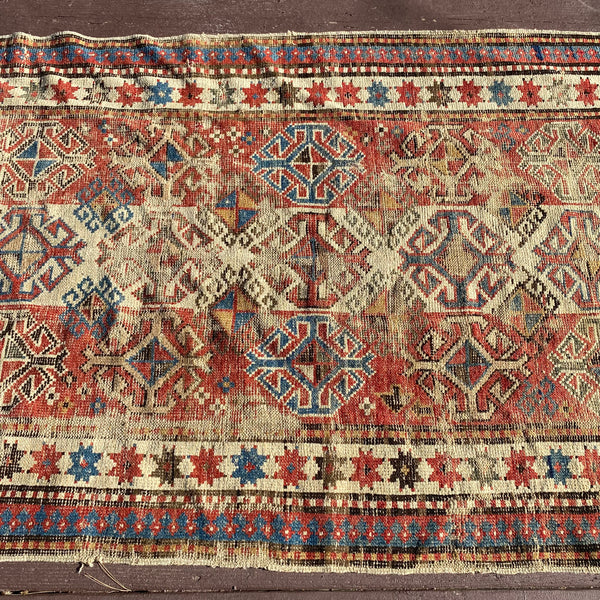 Antique Rug, 3' 5 x 6' 7 Red Brown