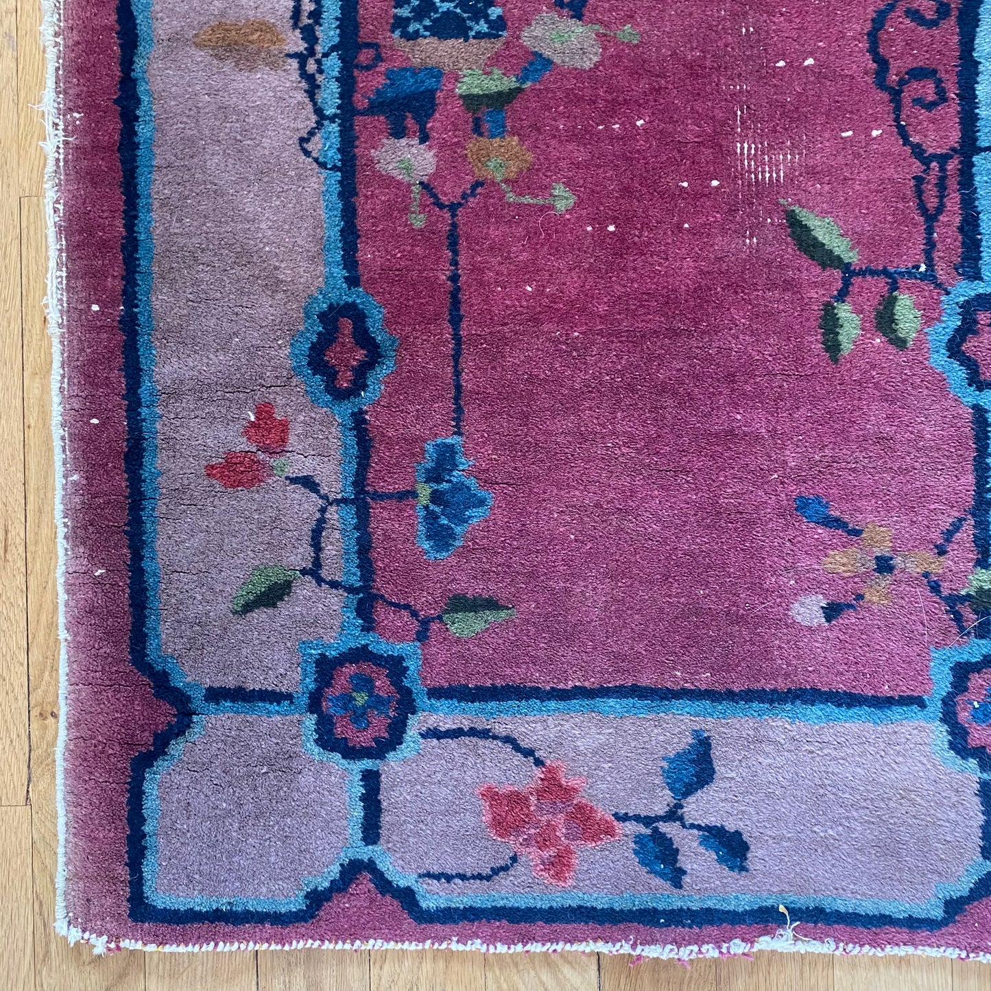 Chinese Nichols Rug, 2' x 3' 8 Vintage Dark Fuchsia - Jessie's Oriental Rugs