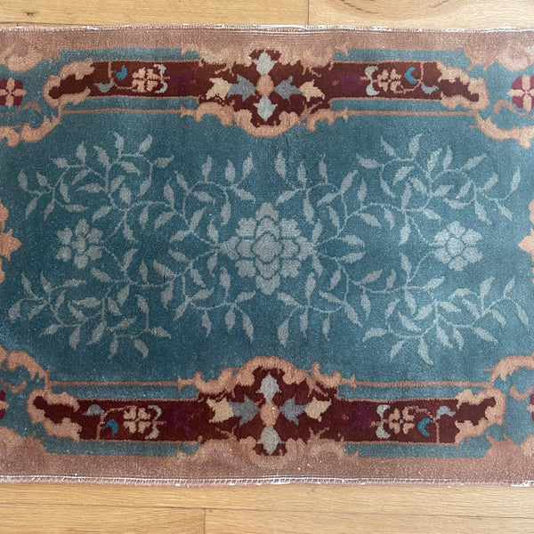 Vintage Rug, 2' x 4' 1 Blue