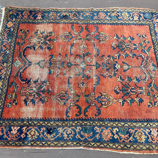 Vintage Rug, 3' 10 x 4' 5 Red Orange