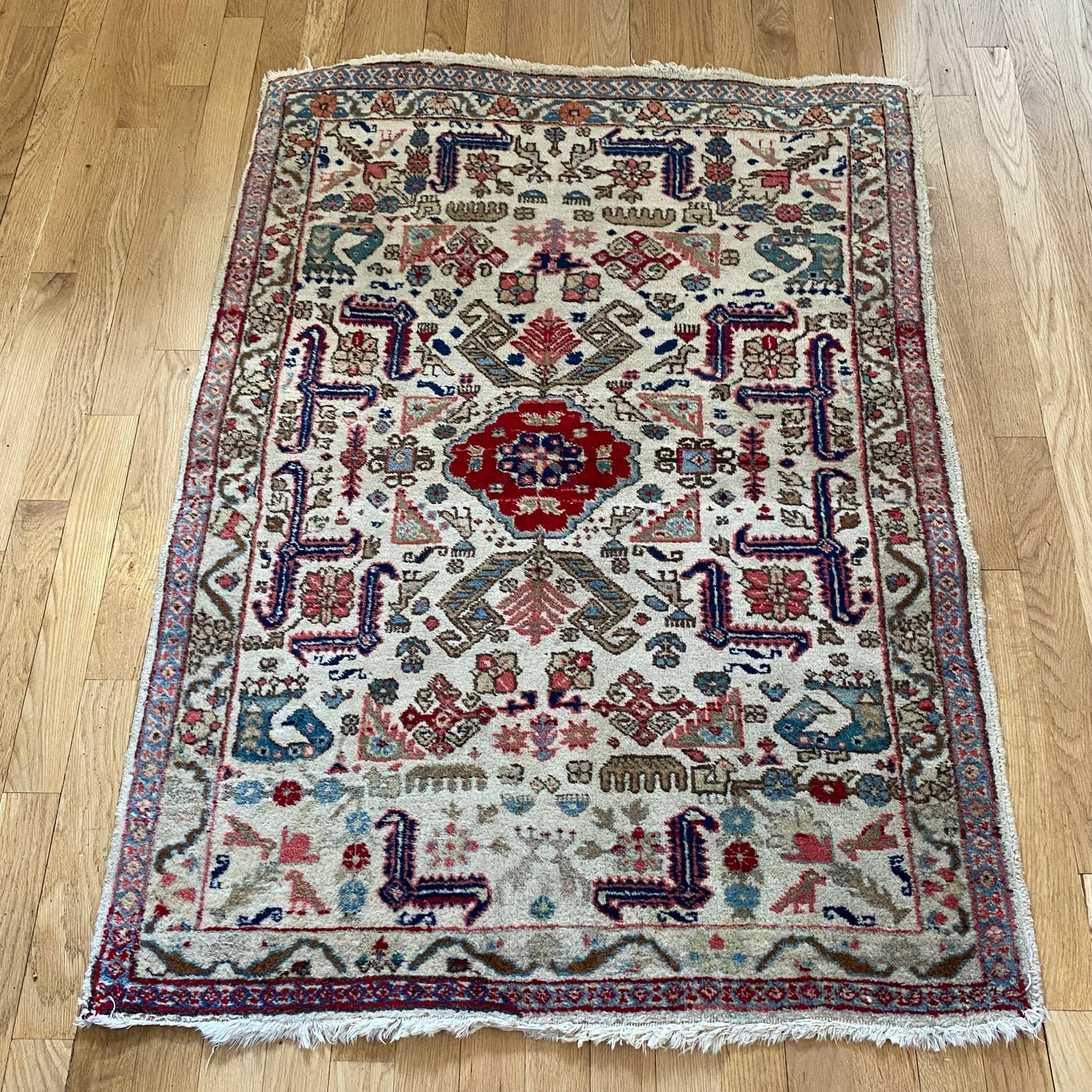 Vintage Rug, 2' 11 x 4' White