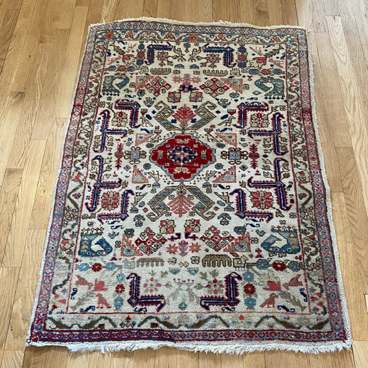 Vintage Rug, 2' 11 x 4' White