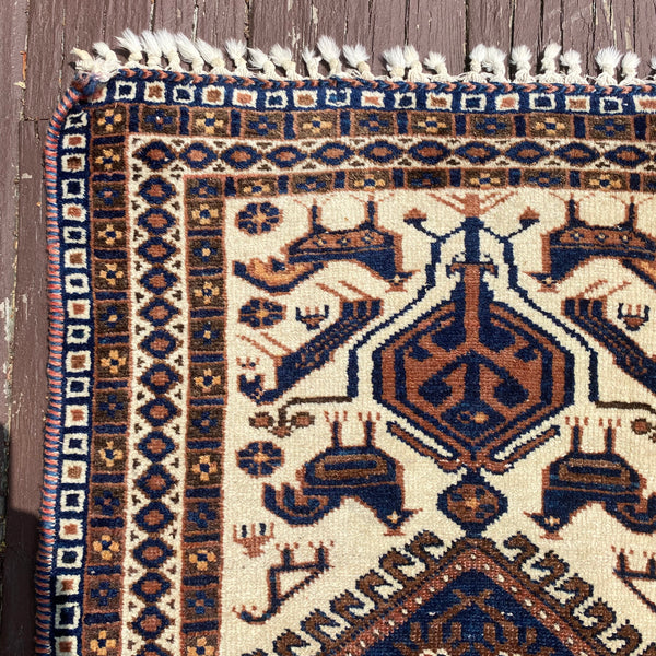 Vintage Rug, 1' 9 x 3' 1 Cream