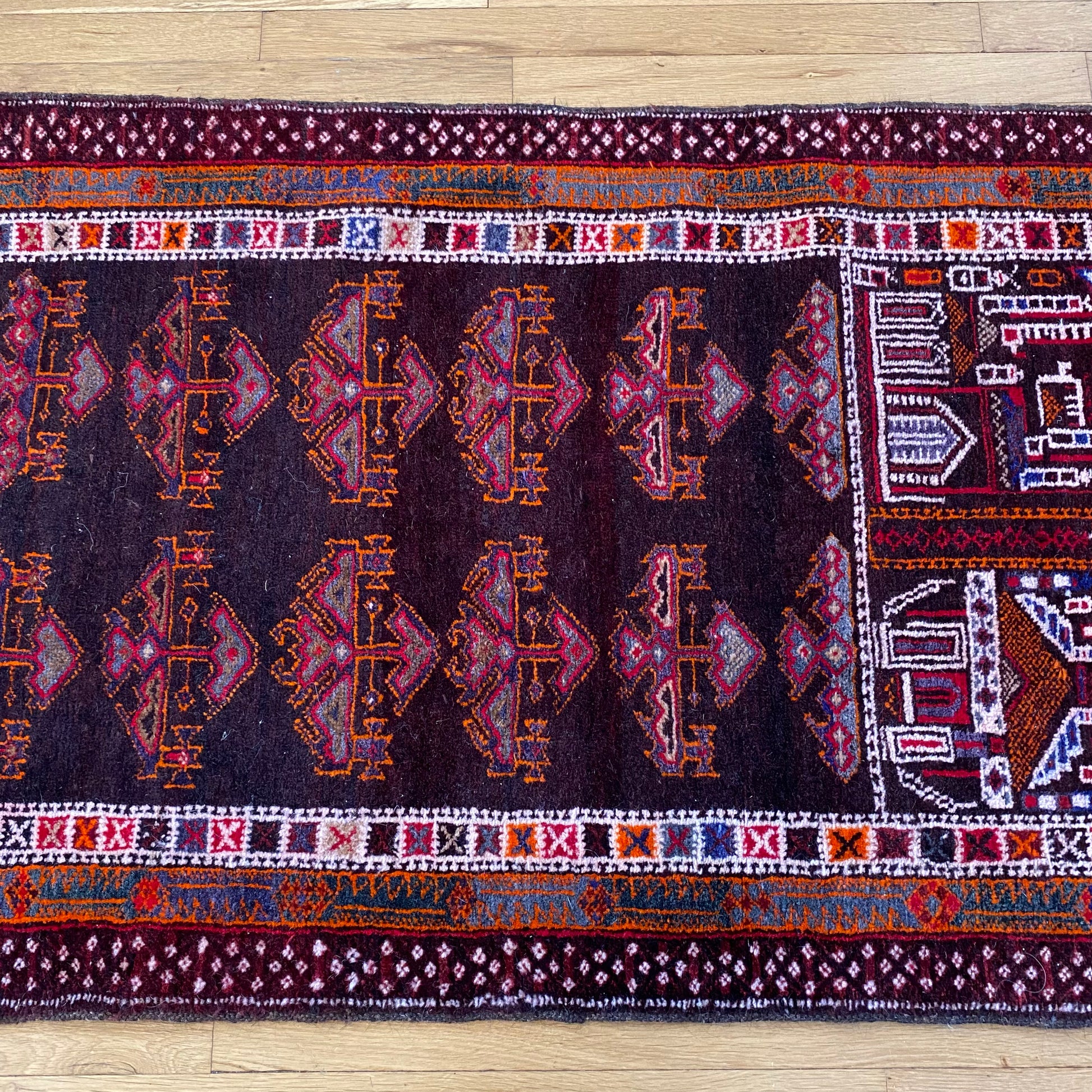 Afghan Prayer Rug, 2' 9 x 5' Vintage Brown - Jessie's Oriental Rugs
