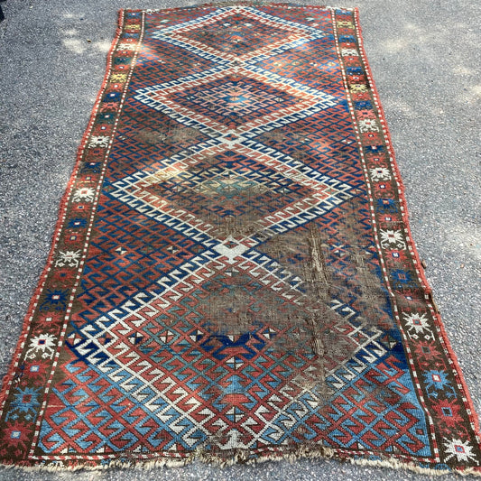 Antique Rug, 4' 6 x 8' 8 Blue
