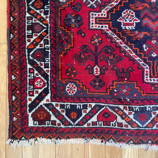 Vintage Rug, 3' 5 x 9' 5 Red