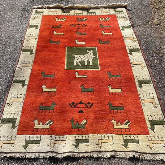 Vintage Rug, 4' 6 x 6' 8 Orange