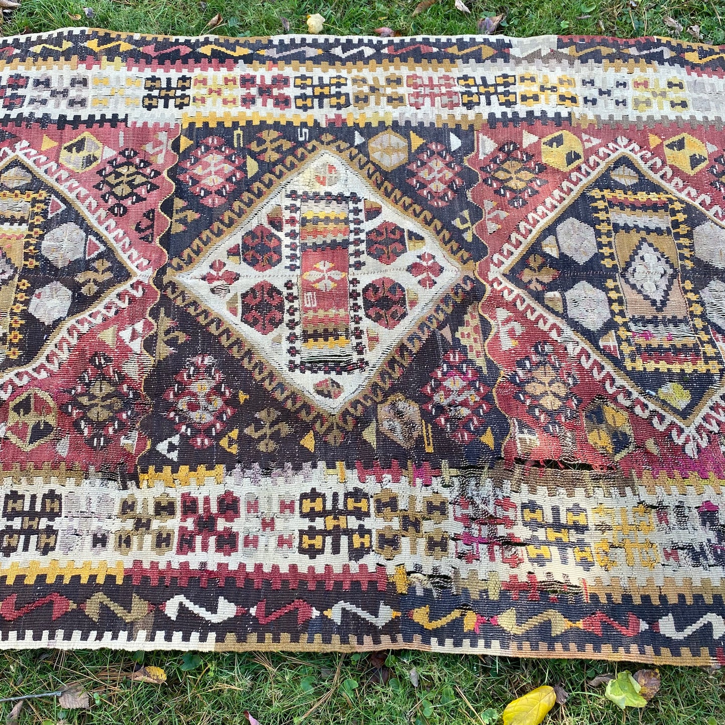 Vintage Rug, 4' x 10' 8 Turkish Kilim