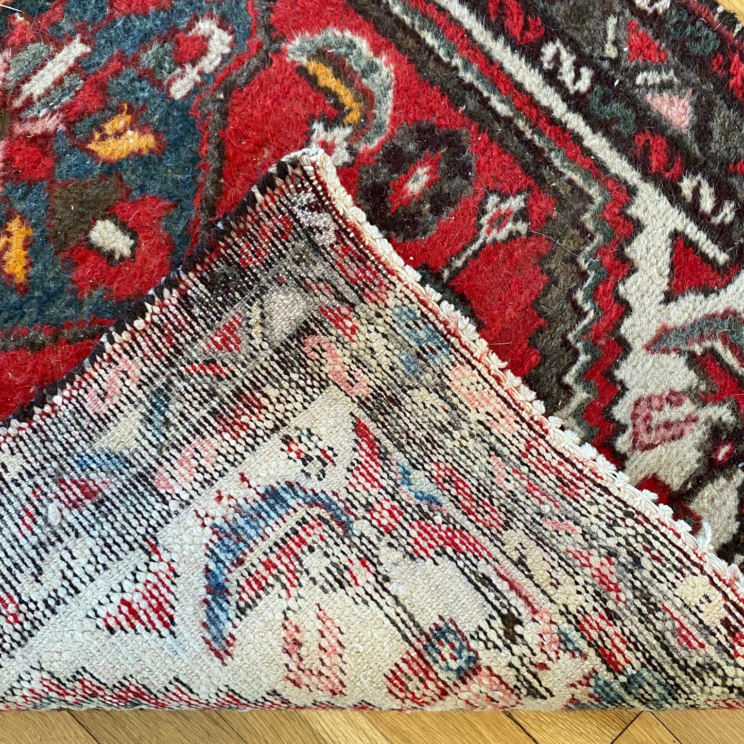 Persian Hamedan Rug, 2' 4 x 3' 11 Vintage White