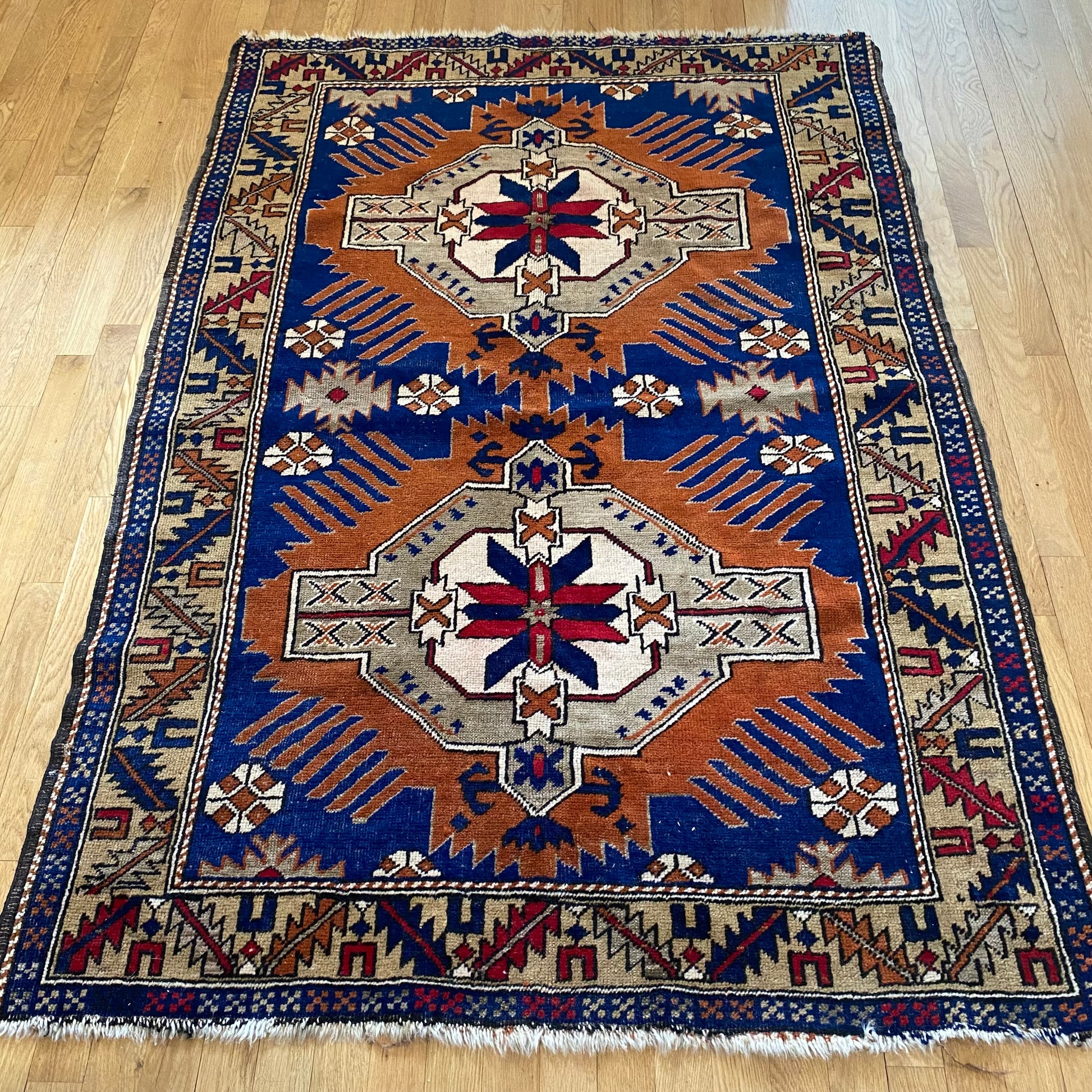 Turkish Rug, 3' 11 x 5' 9 Vintage Blue - Jessie's Oriental Rugs