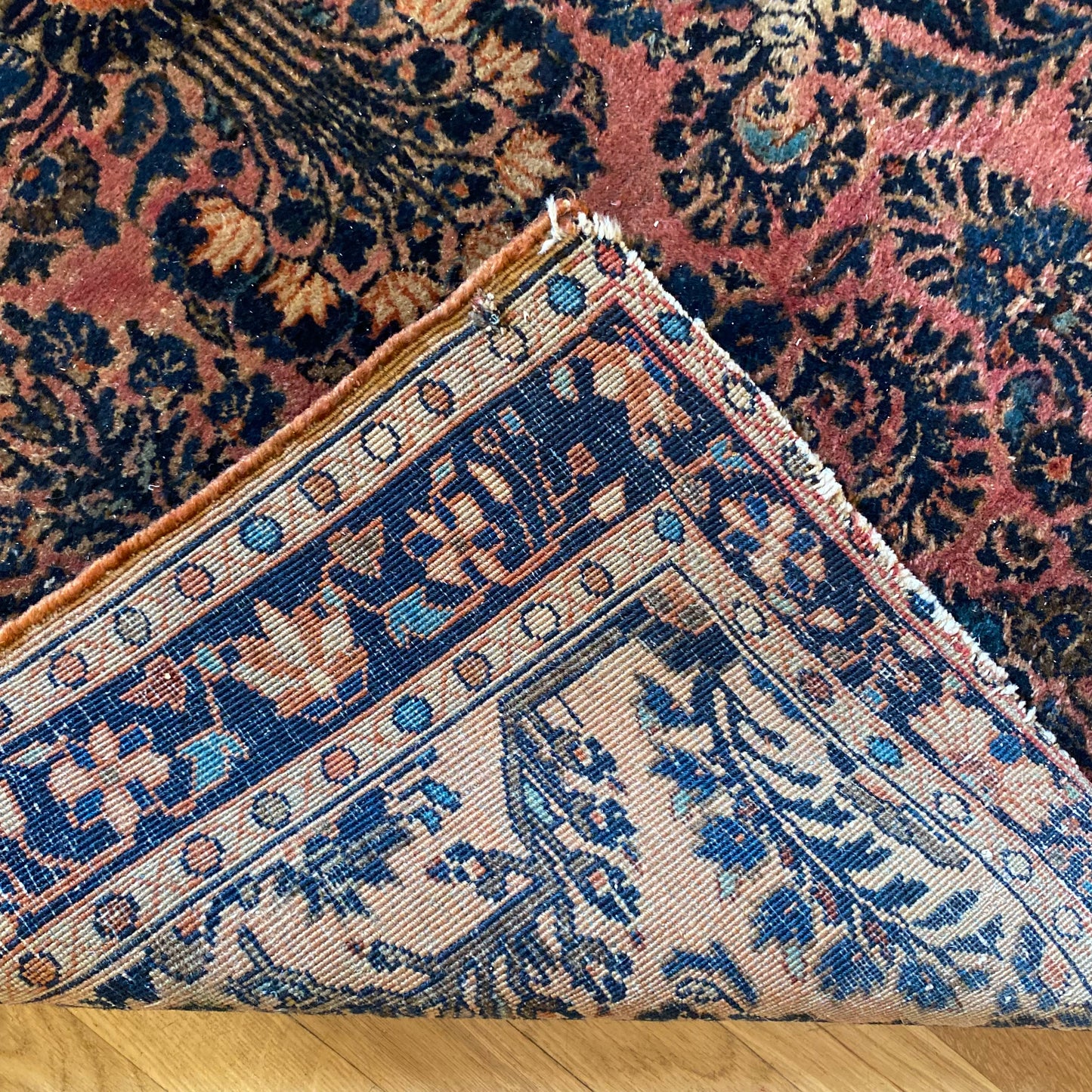 Vintage Rug, 3' 4 x 4' 9 Pink