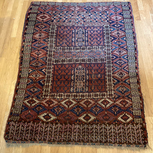 Vintage Prayer Rug, 3' 10 x 5' 1 Brown