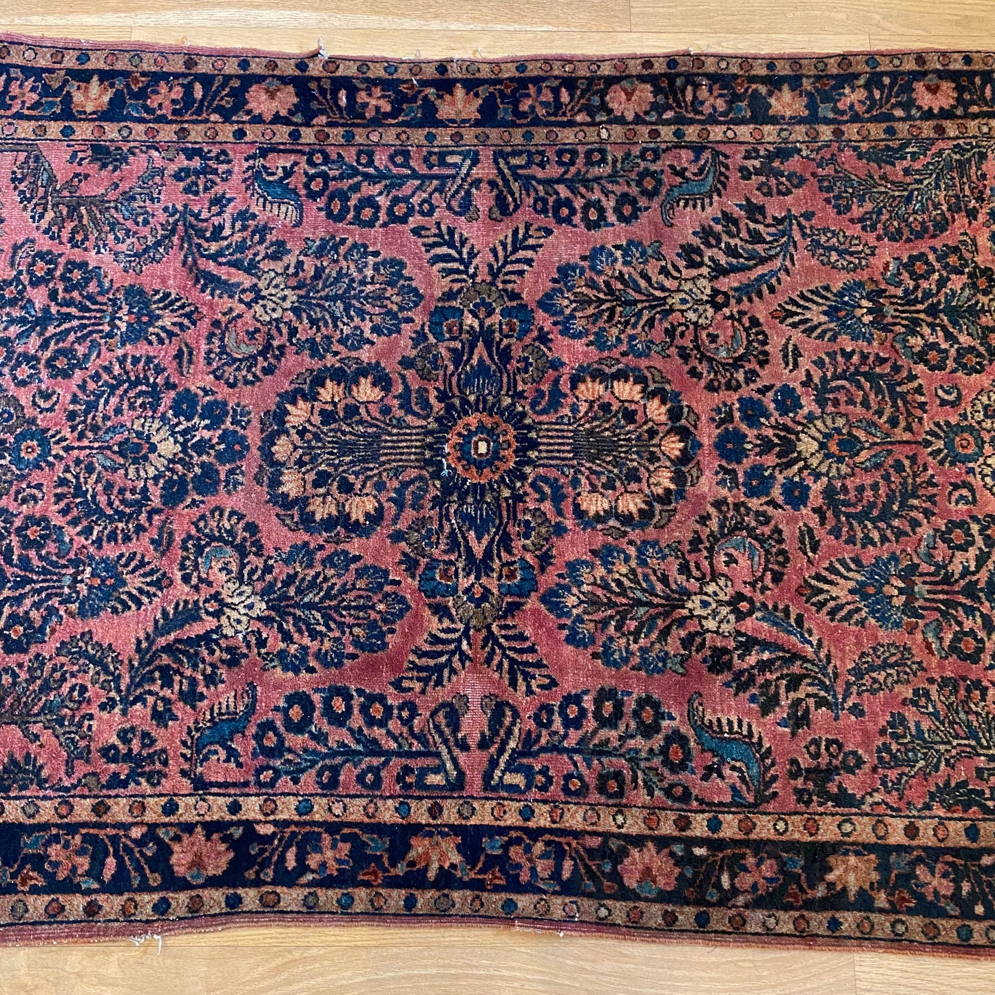 Vintage Rug, 3' 4 x 4' 9 Pink