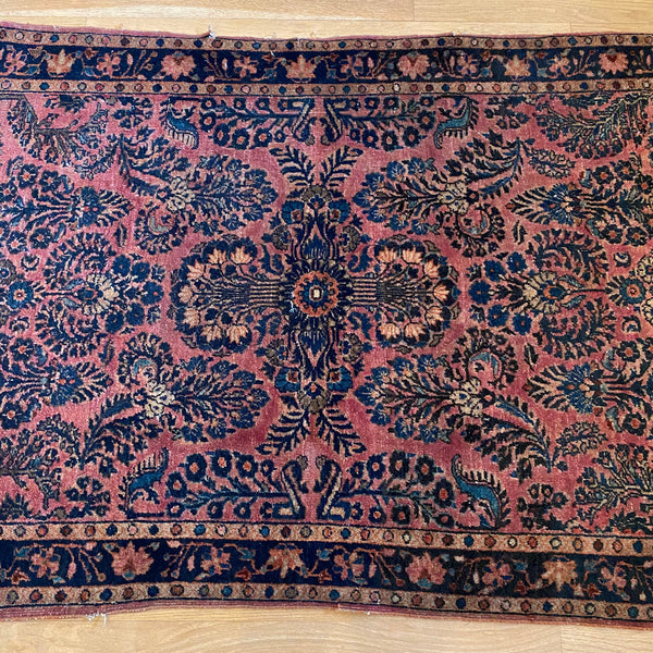 Vintage Rug, 3' 4 x 4' 9 Pink