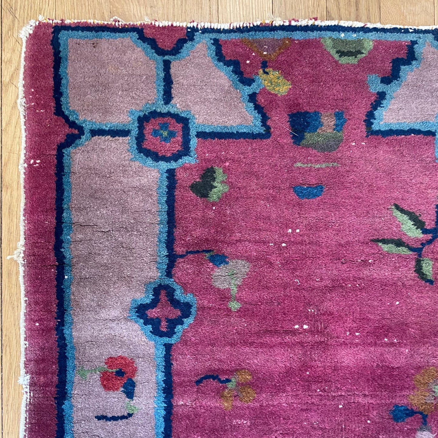Chinese Nichols Rug, 2' x 3' 8 Vintage Dark Fuchsia - Jessie's Oriental Rugs