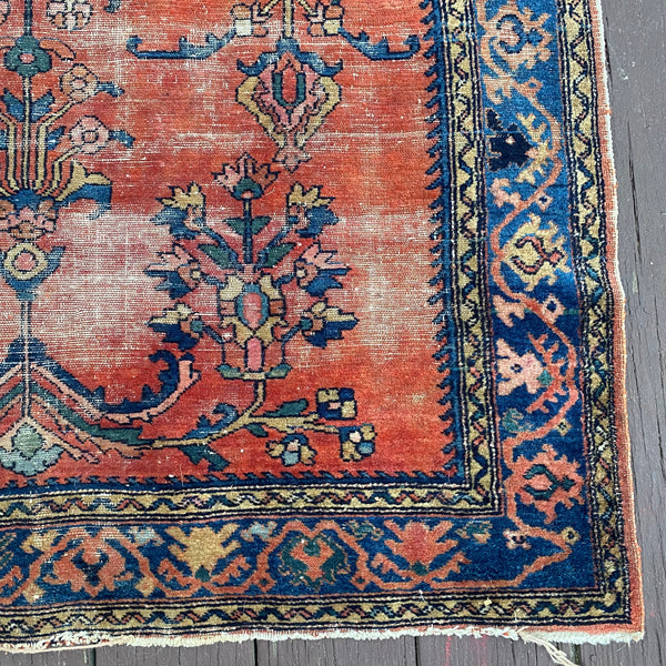 Vintage Rug, 3' 10 x 4' 5 Red Orange