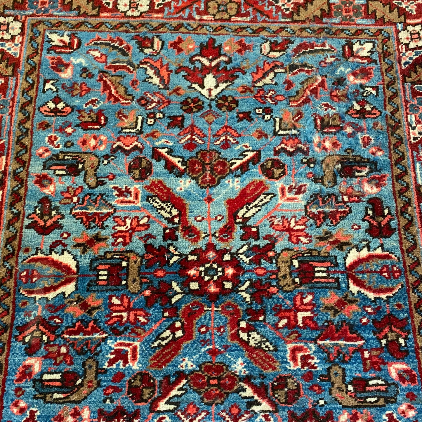 Vintage Rug, 3' 4 x 4' 4 Blue