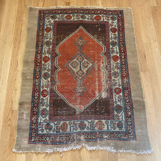 Persian Serab Rug, 2' 11 x 3' 9 Vintage Brown