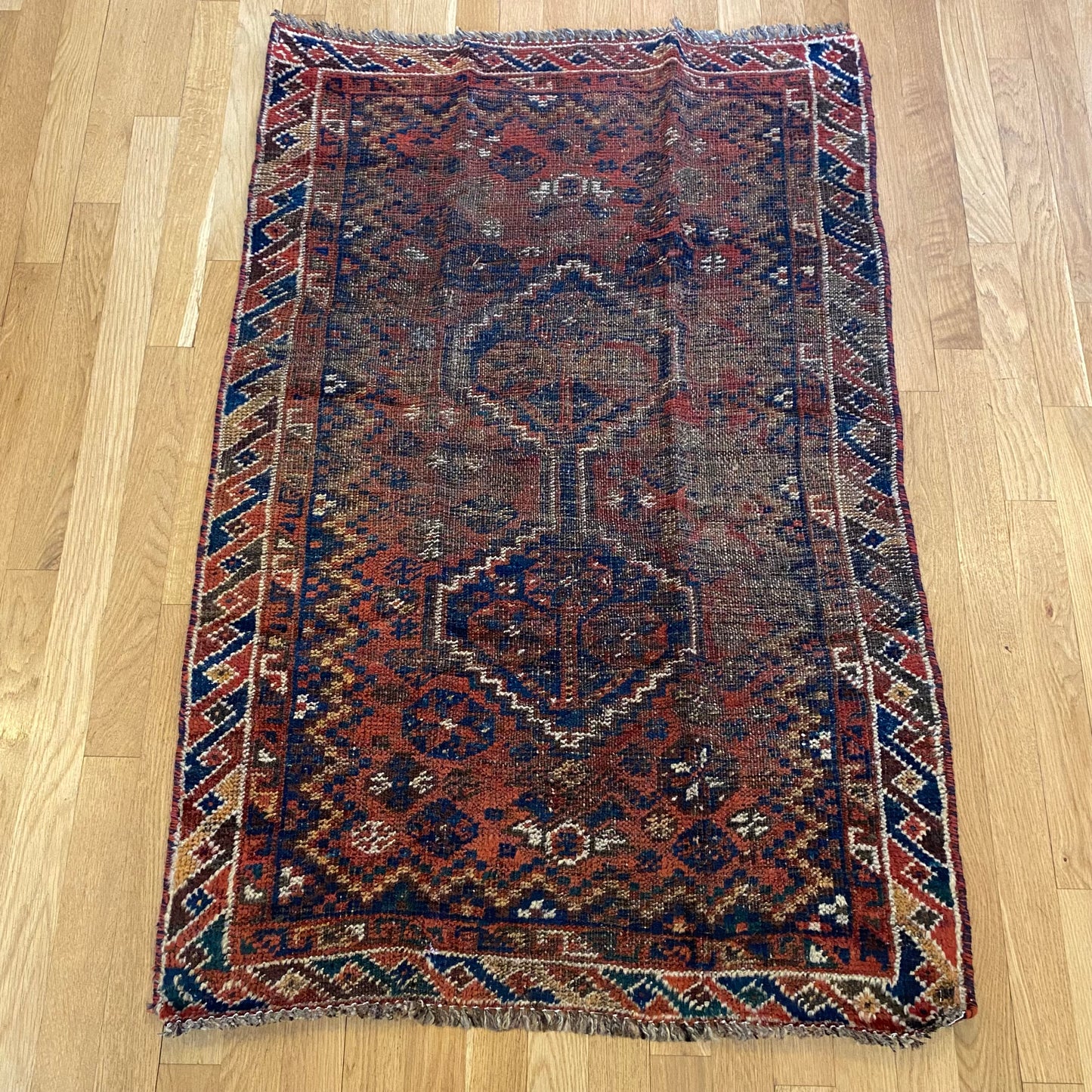 Persian Shiraz Rug, 2' 7 x 4' Brown Vintage