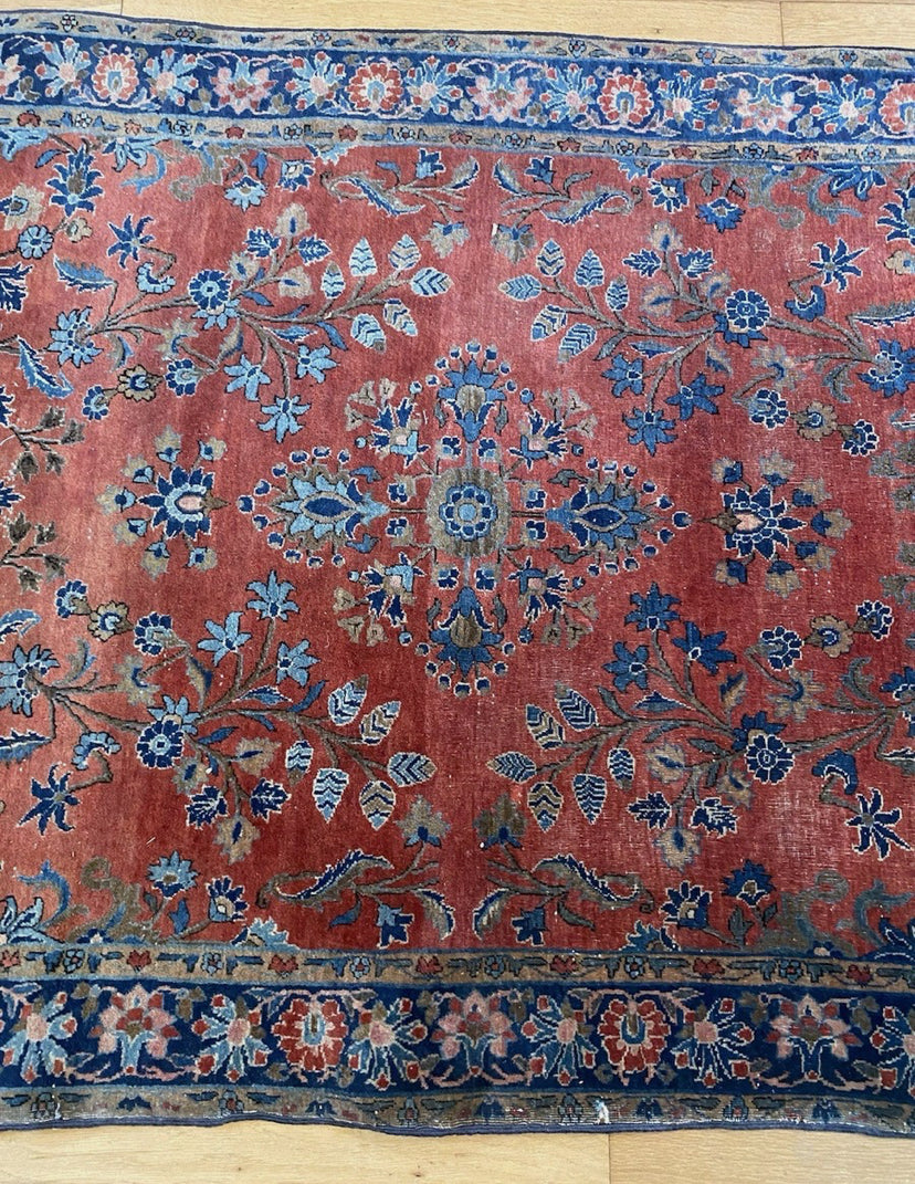 Vintage Rug 3' 6 x 4' 11 Terracotta