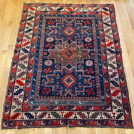 Antique Rug, 3' 7 x 4' 7 Blue