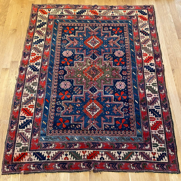 Antique Rug, 3' 7 x 4' 7 Blue