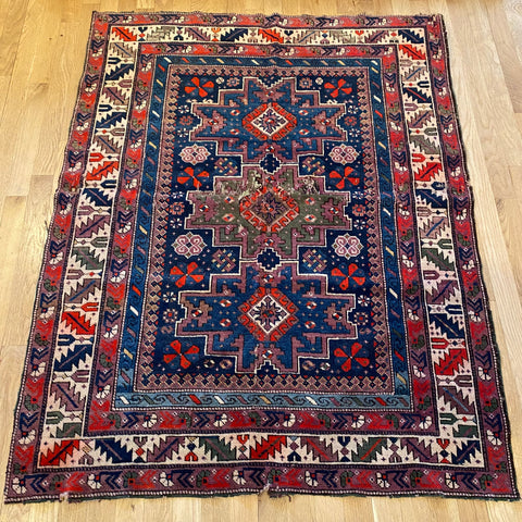 Antique Rug, 3' 7 x 4' 7 Blue