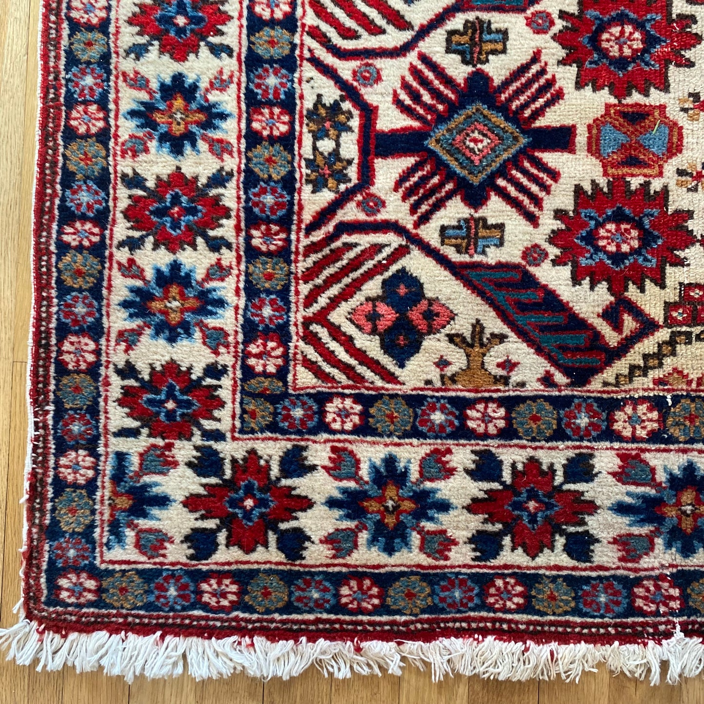 Caucasian Bidjov Rug, 3' 8 x 5' 7 Vintage White - Jessie's Oriental Rugs