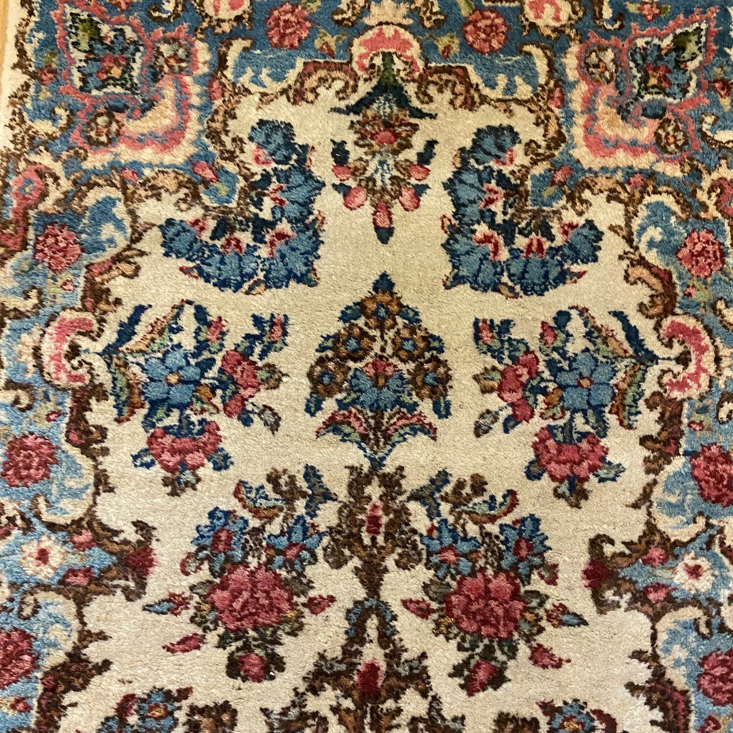 Persian Kerman Rug, 2' x 4' 1 White Vintage