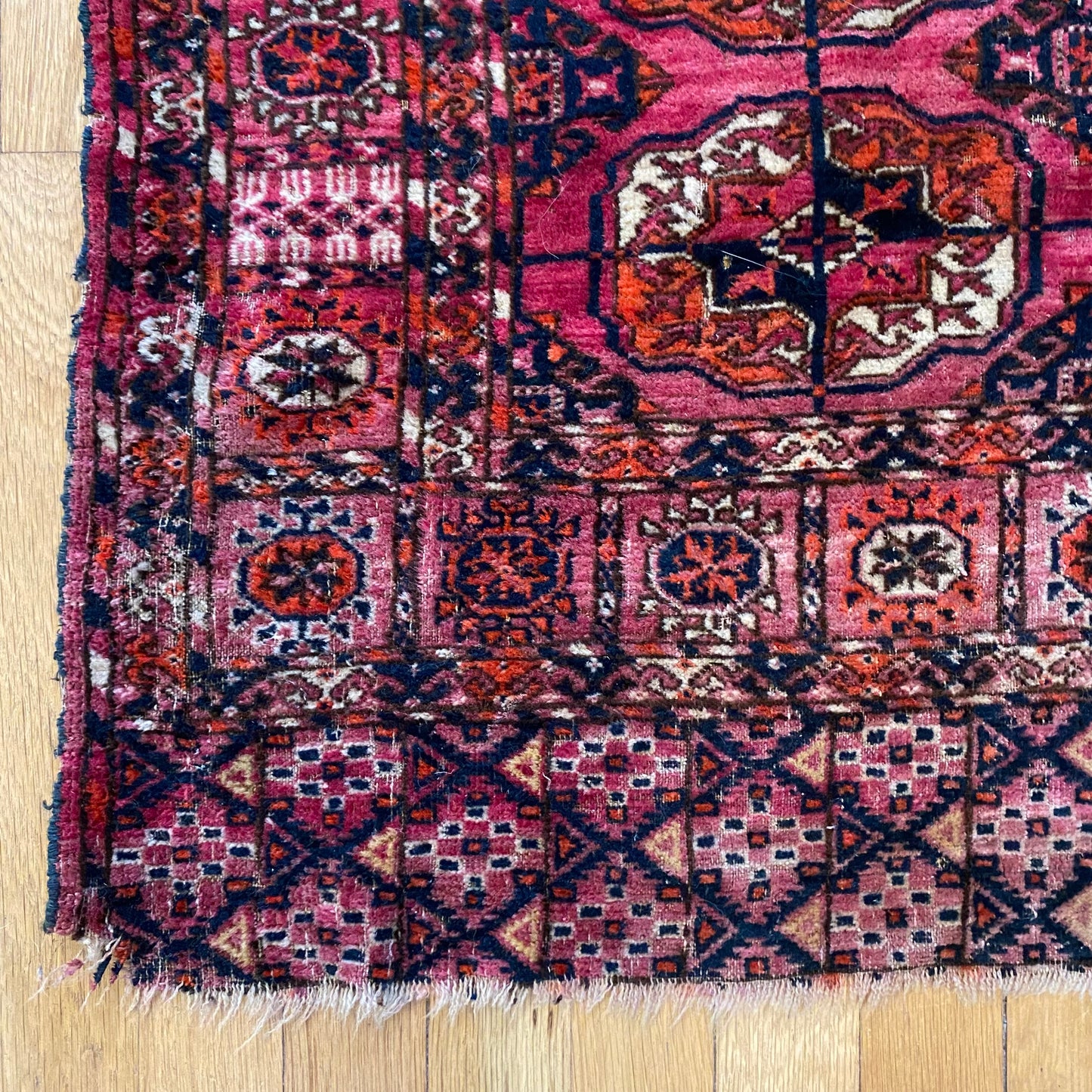 Antique Rug, 3' 5 x 4' 1 Pink Bokhara