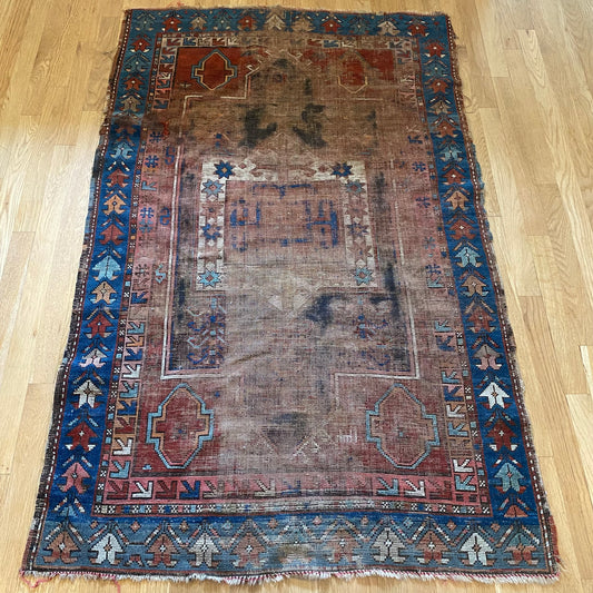 Antique Rug, 3' 6 x 5' 8 Red Brown