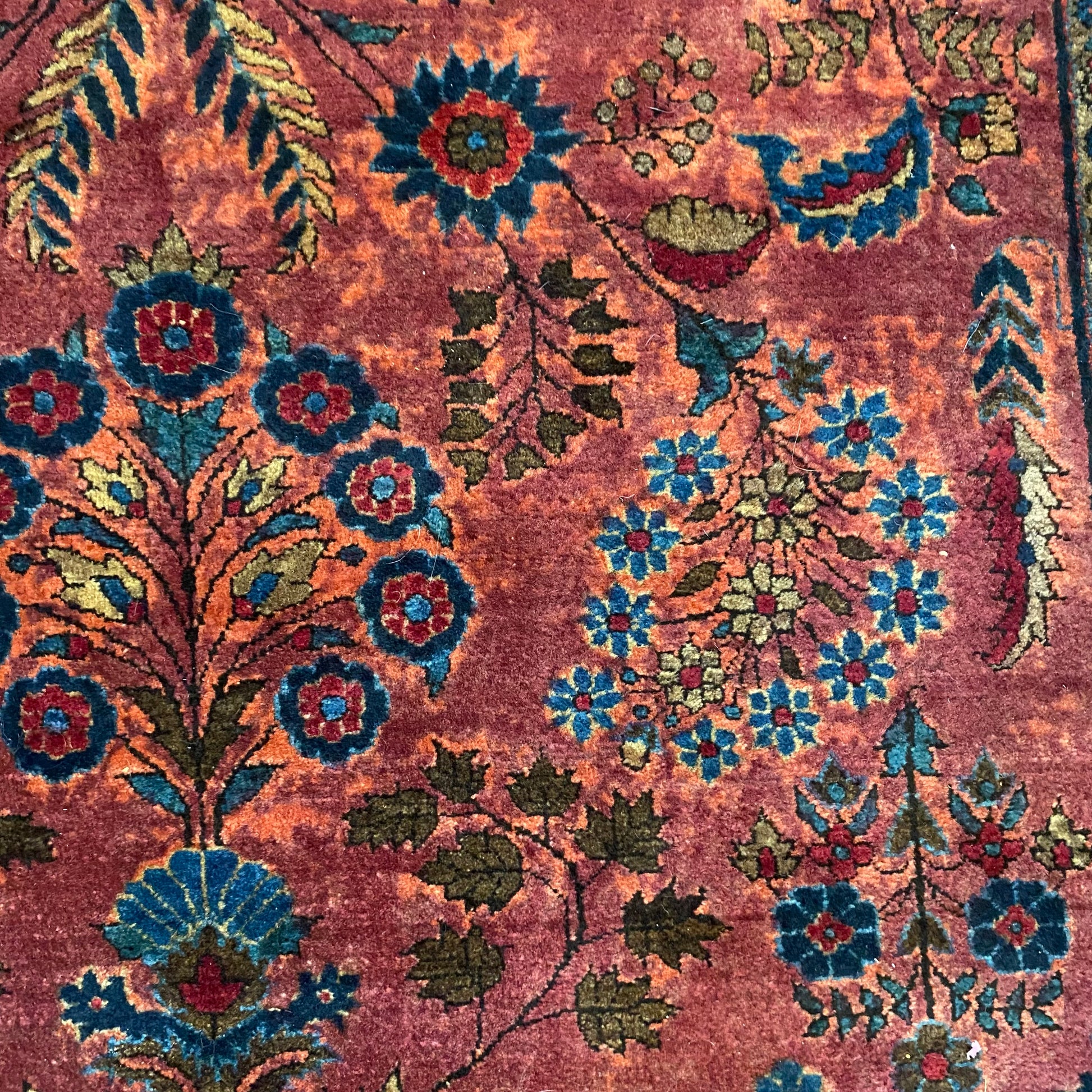 Persian Sarouk Rug, 4' 2 x 6' 4 Vintage Dark Rose - Jessie's Oriental Rugs