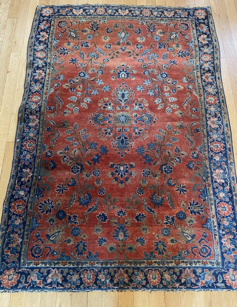Vintage Rug 3' 6 x 4' 11 Terracotta