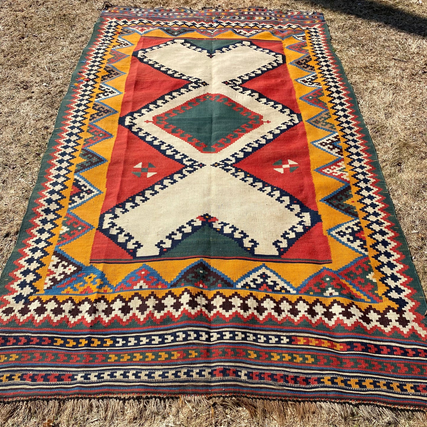 Qashqai Kilim Rug, 4' 10 x 8' 3 Vintage Red