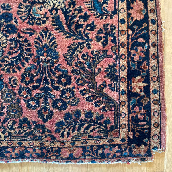 Vintage Rug, 3' 4 x 4' 9 Pink