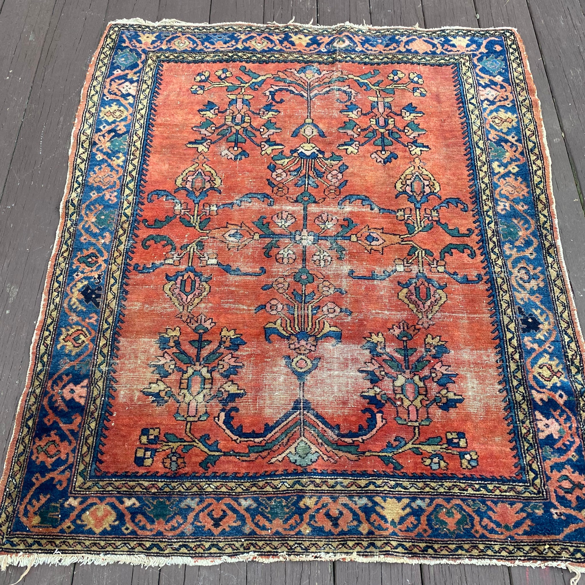 Vintage Rug, 3' 10 x 4' 5 Red Orange