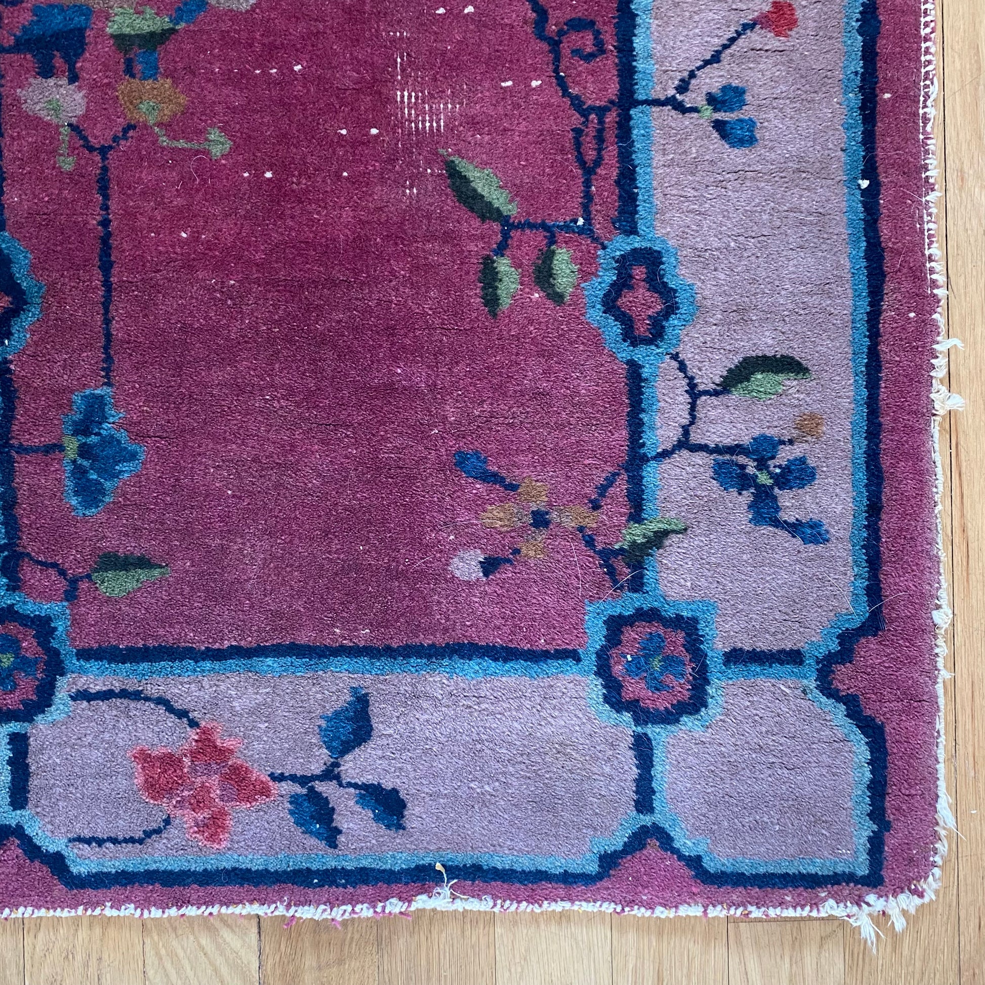 Chinese Nichols Rug, 2' x 3' 8 Vintage Dark Fuchsia - Jessie's Oriental Rugs