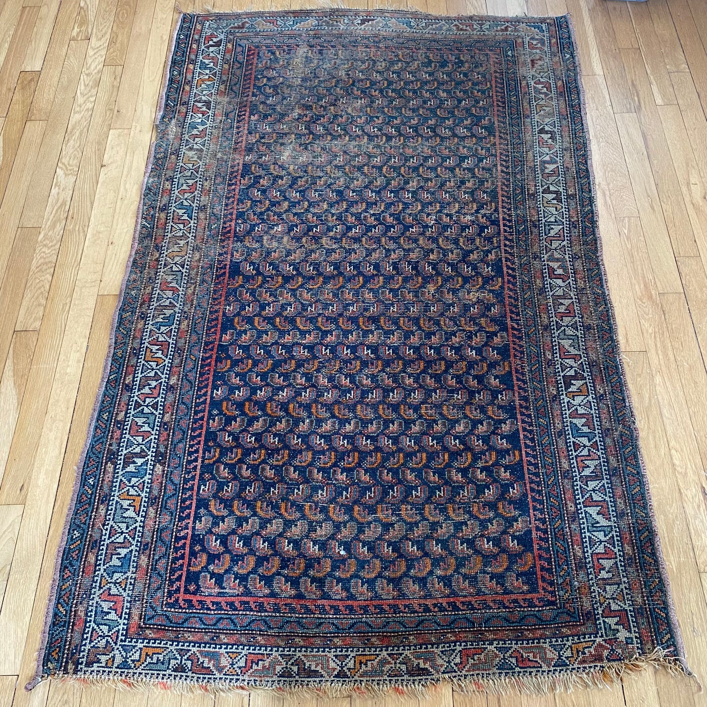 Persian Malayer Rug, 3' 9 x 6' 1 Blue Vintage