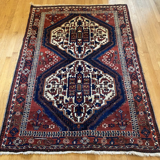 Persian Afshar Rug, 4' 2 x 6' Vintage Brown
