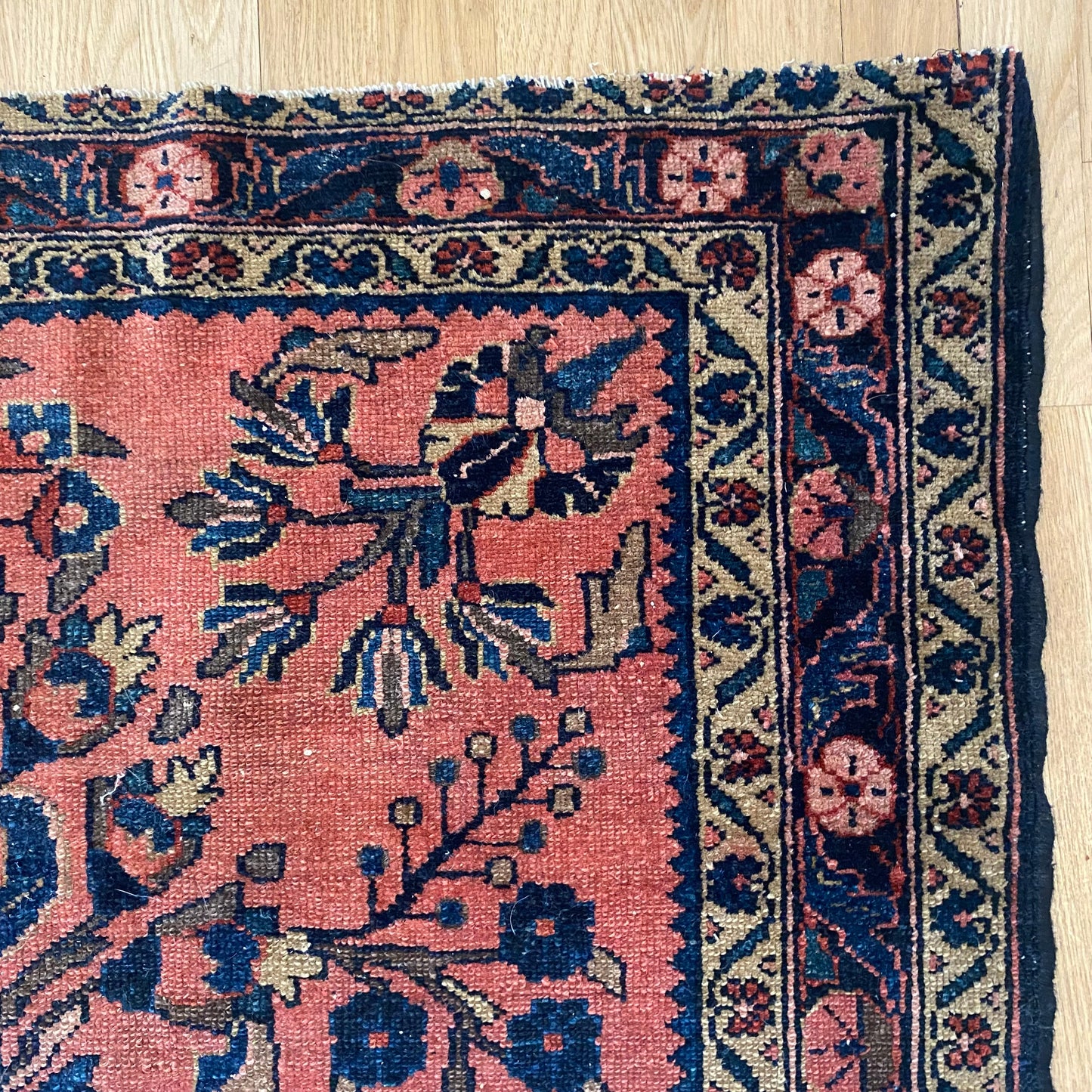 Persian Lilihan rug, 3' 6 x 4' 9 Vintage Dark Rose - Jessie's Oriental Rugs