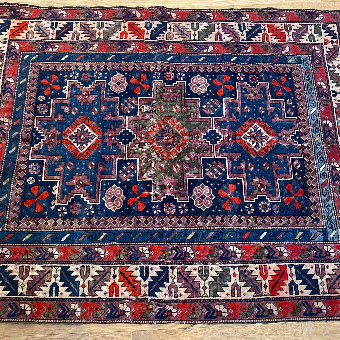 Antique Rug, 3' 7 x 4' 7 Blue