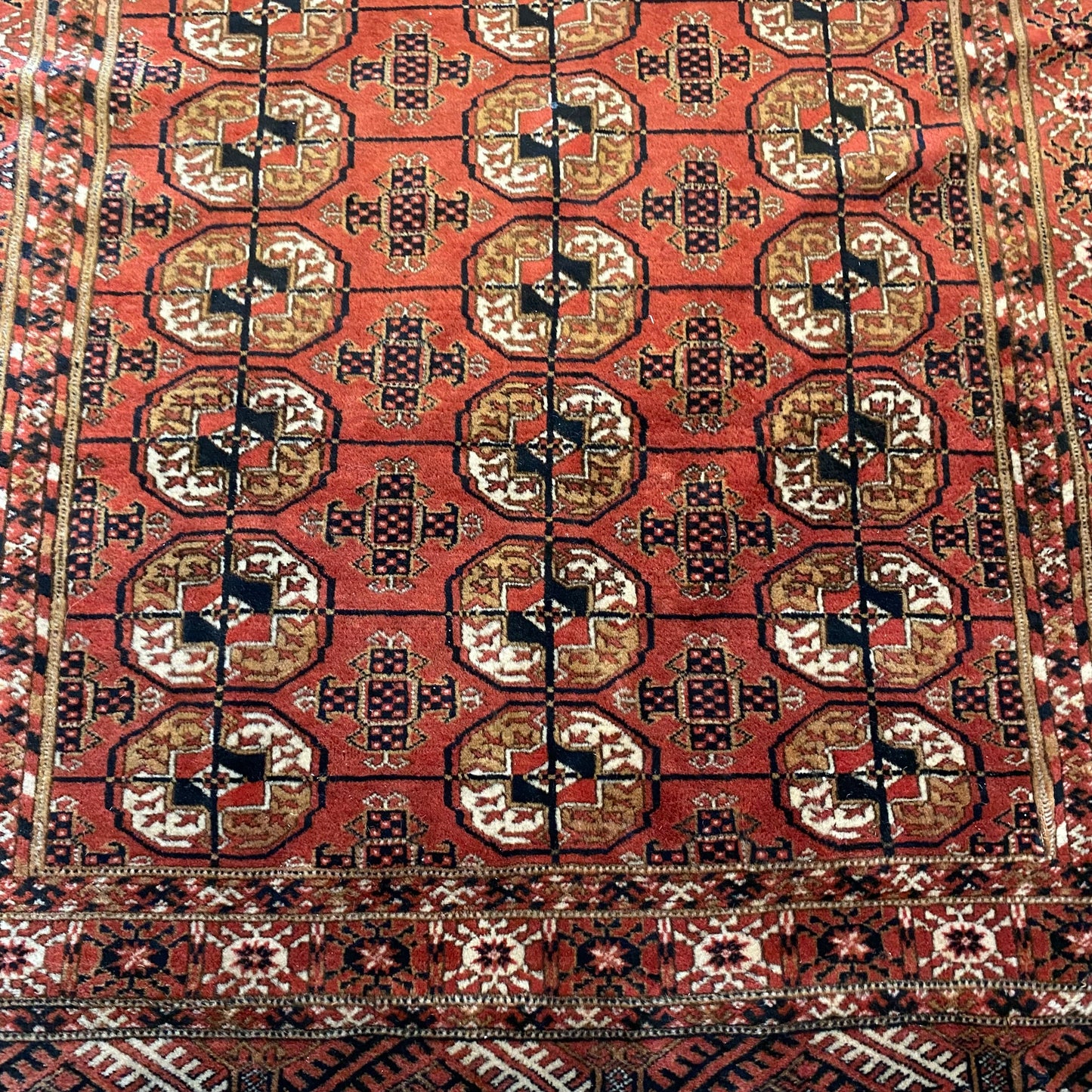 Turkmen Bokhara, 3' 11 x 5' 10 Vintage Red Brown