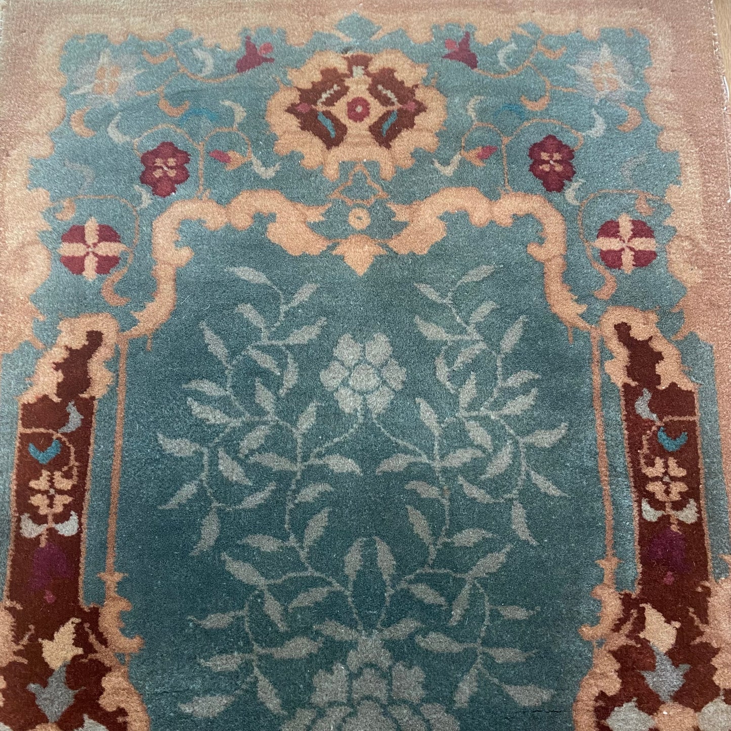 Art Deco Chinese Rug, 2' x 4' 1 Blue Vintage