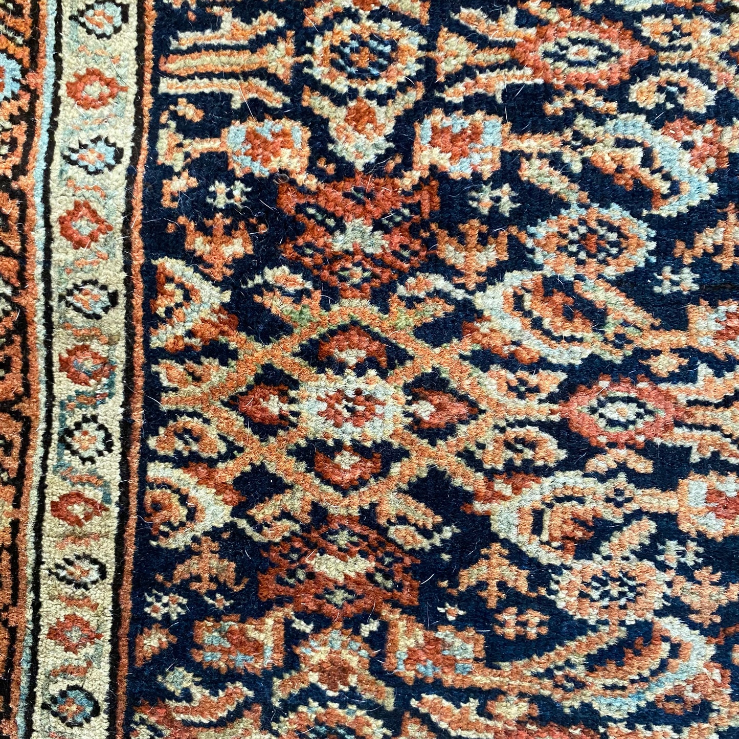 Persian Feraghan Rug, 2' 8 x 3' 2 Navy Vintage